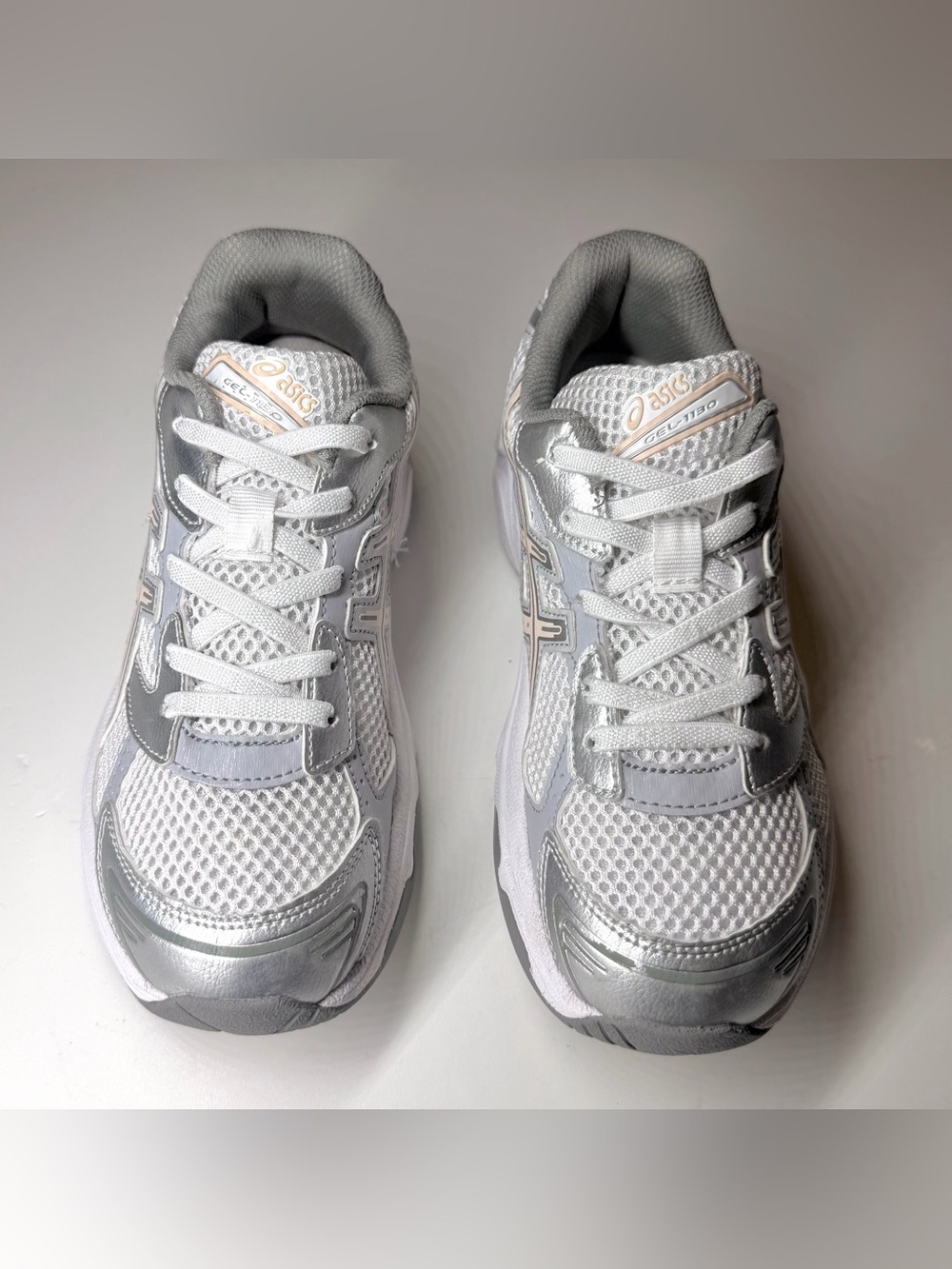 ASICS Kids Gel-1130 GS White Pearl Pink Silver Running Shoes Size-3 - Picture 2 of 9
